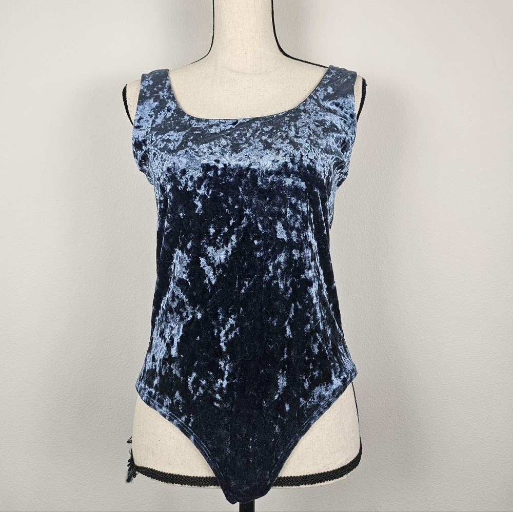 Crushed velvet blue bodysuit size L